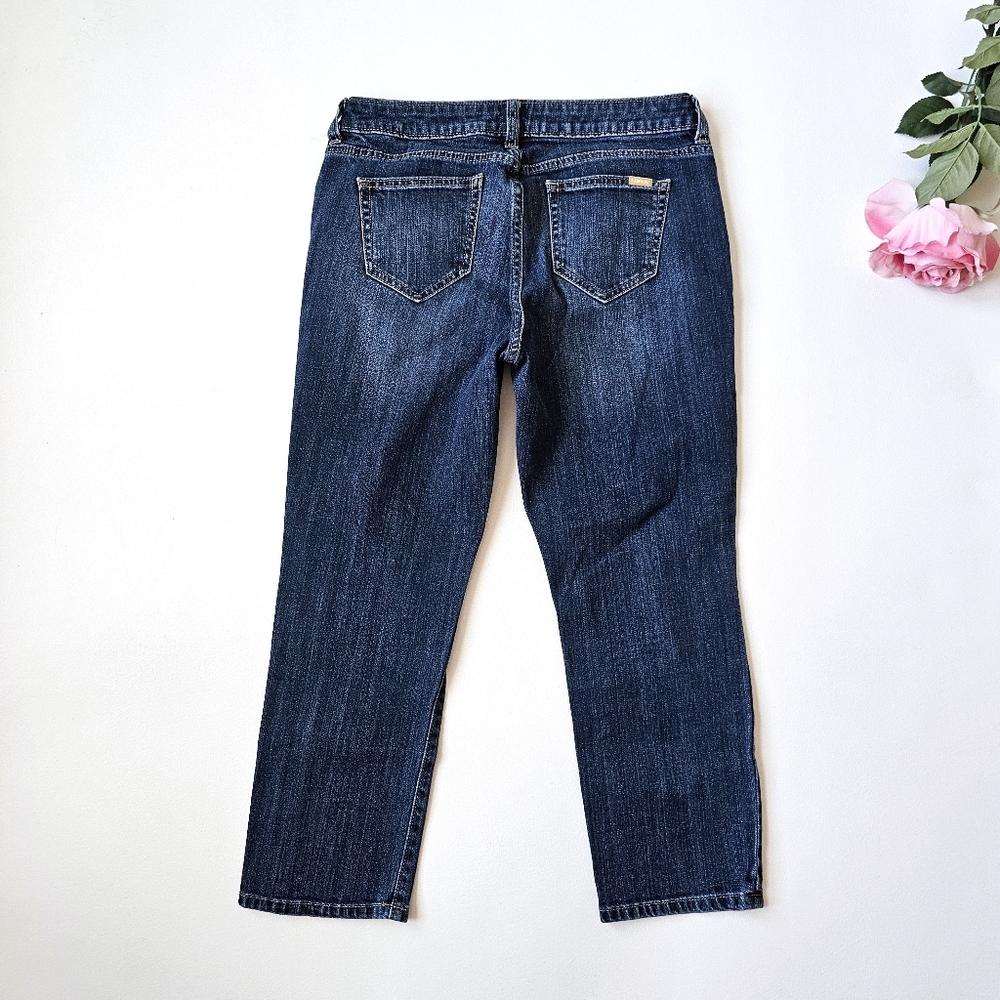 Jennifer Lopez Capri Jeans Women’s Size 6 Dark Wash Distressed Stretch Denim - Picture 7 of 13